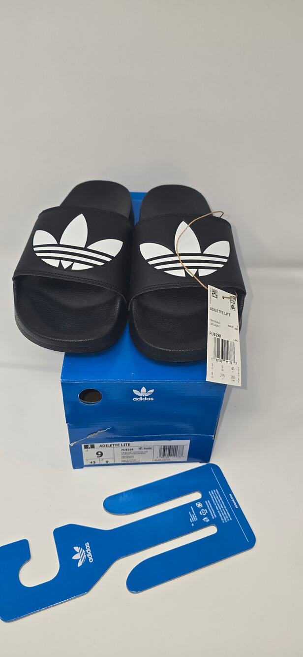 Adidas Adilette Lite Sandals Slides Black Mens US 9 New